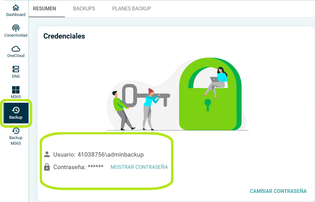 Ver y cambiar la contraseña de Cloud Backup 01.png